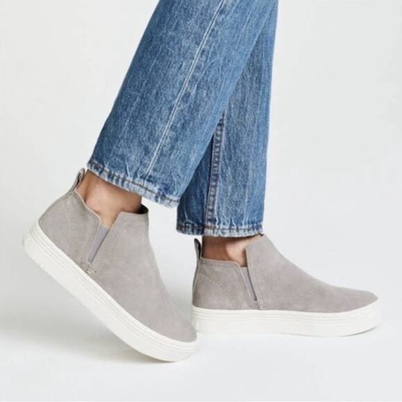 Dolce Vita Tasha Gray Leather Slip On High Top Sneaker Bootie Size 8.5 - Picture 1 of 10